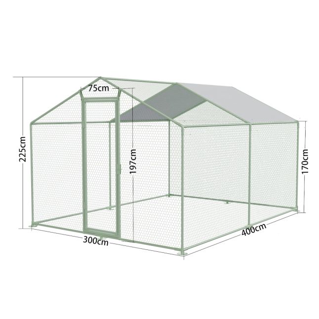 Parc à Poules - Enclos 12m² Ø38mm 4x3x2,25m - Acier Galvanisé