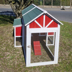 Poulailler Deluxe rouge toit shingle vert 10 à 12 poules V3.0